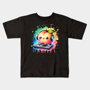 Cute Kawaii Peach Dj Kids T-Shirt